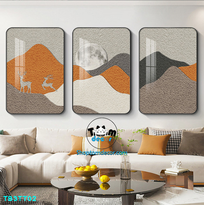 Bộ 3 tranh mẫu trung quốc tranh tráng gương treo tường TB3TT02