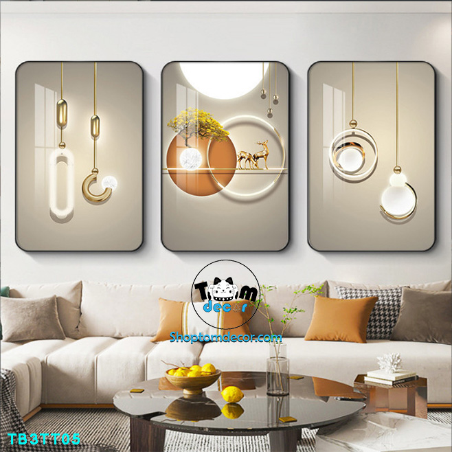 Bộ 3 tranh mẫu trung quốc tranh tráng gương treo tường TB3TT05