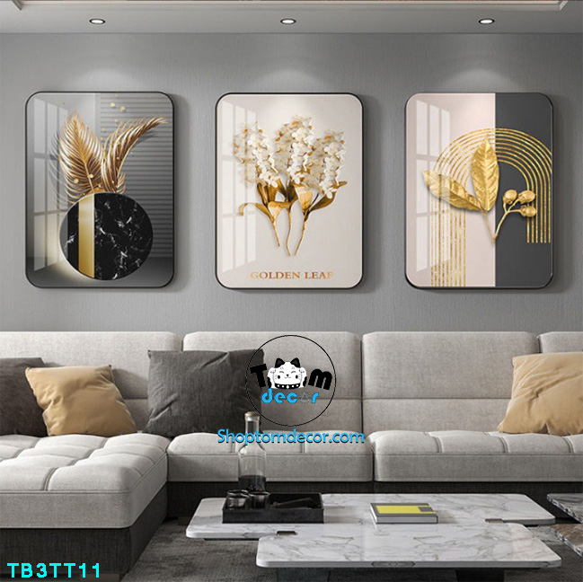 Bộ 3 tranh mẫu trung quốc tranh tráng gương treo tường TB3TT11