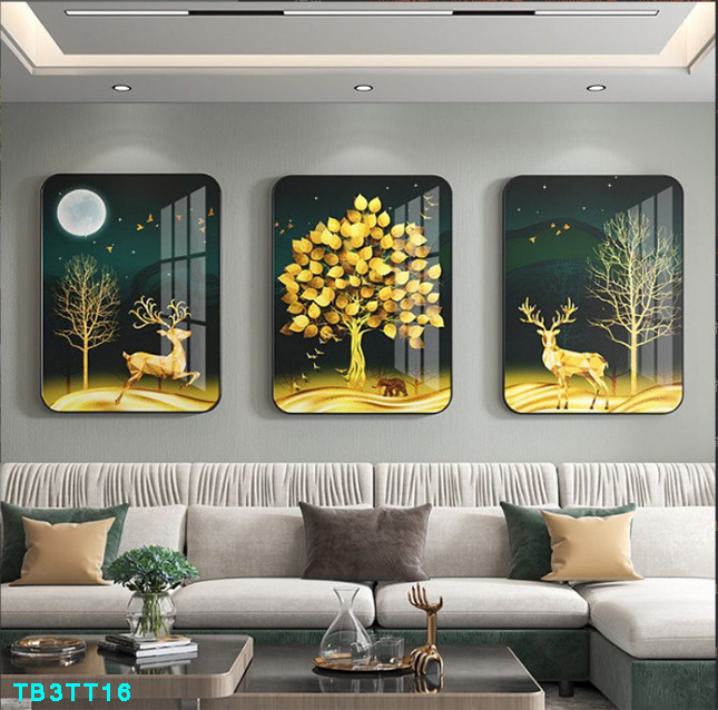 Bộ 3 tranh mẫu trung quốc tranh tráng gương treo tường TB3TT16