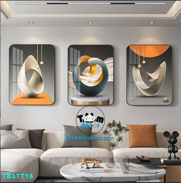 Bộ 3 tranh mẫu trung quốc tranh tráng gương treo tường TB3TT18