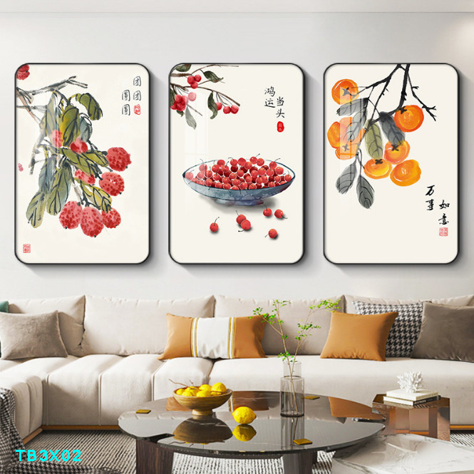 Bộ 3 tranh mẫu trung quốc tranh tráng gương treo tường TB3X02