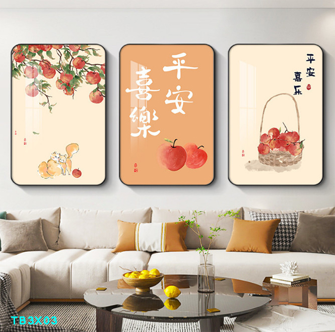 Bộ 3 tranh mẫu trung quốc tranh tráng gương treo tường TB3X03