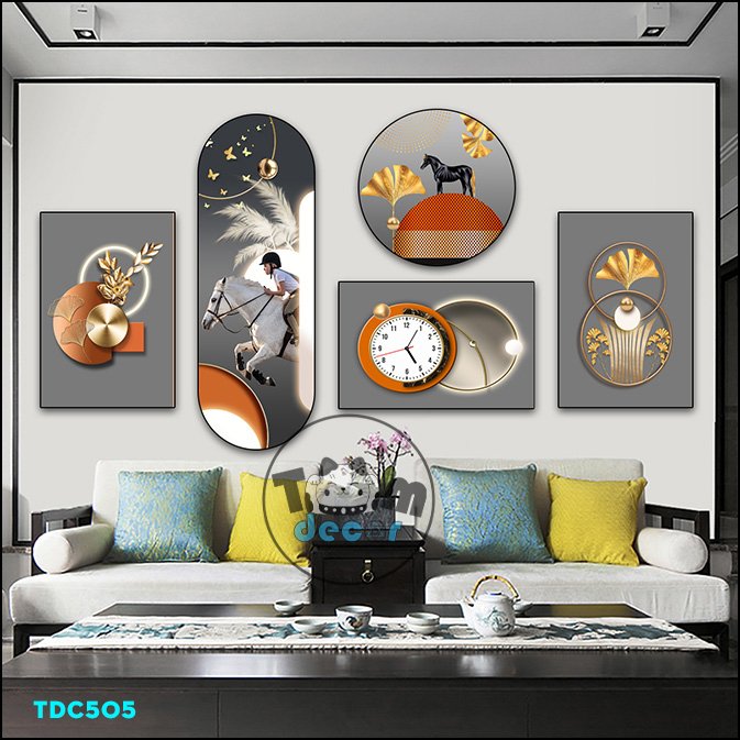 Tranh Ghép 5 Bức Tranh Trừu Tượng Tráng Gương Hoặc Tranh Nhựa Mặt Gương Dán Tường Bộ 5 Tấm - TDC505