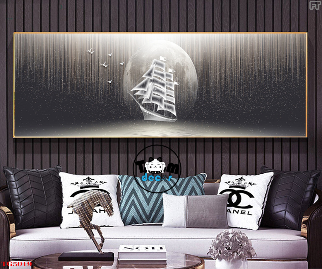 Tranh Trừu Tượng Tráng Gương Khổ Ngang Mẫu Hiện Đại - TG5019