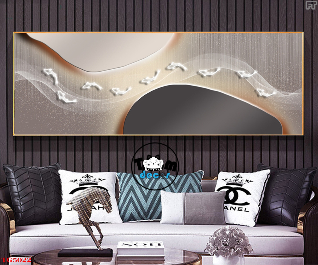 Tranh Trừu Tượng Tráng Gương Khổ Ngang Mẫu Hiện Đại - TG5022