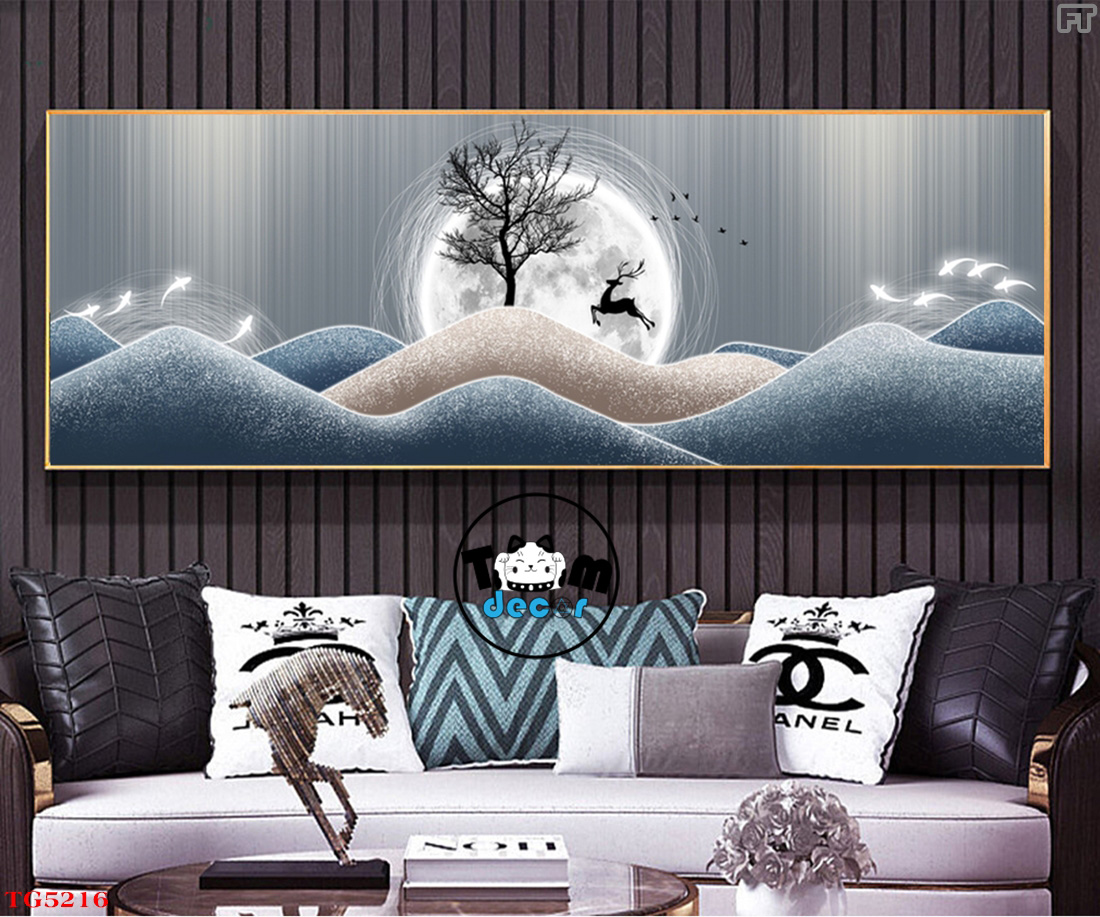 Tranh Trừu Tượng Tráng Gương Khổ Ngang Mẫu Hiện Đại - TG5216