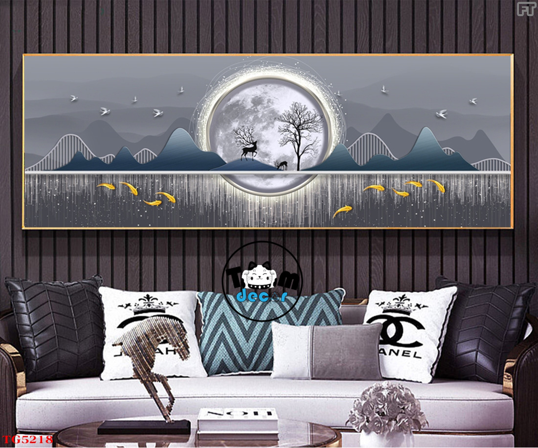 Tranh Trừu Tượng Tráng Gương Khổ Ngang Mẫu Hiện Đại - TG5218