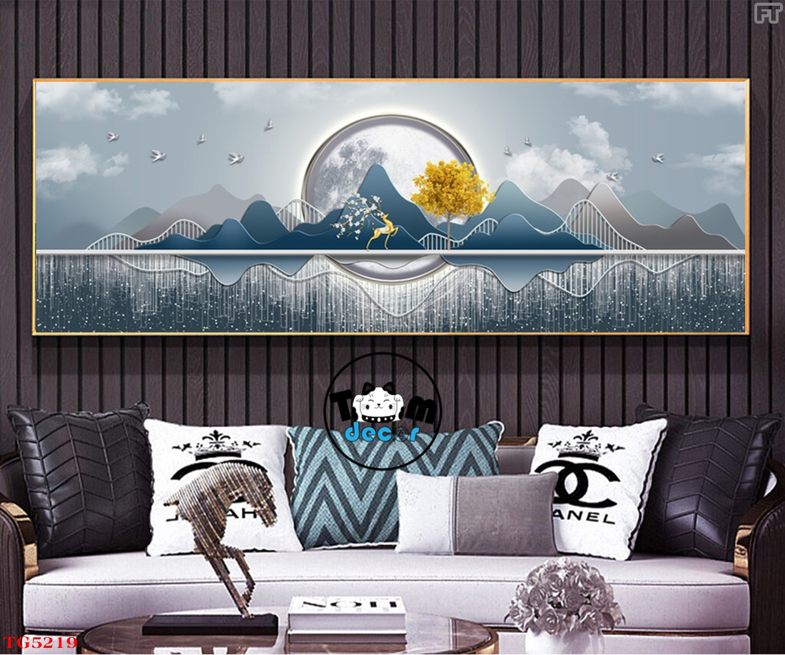 Tranh Trừu Tượng Tráng Gương Khổ Ngang Mẫu Hiện Đại - TG5219