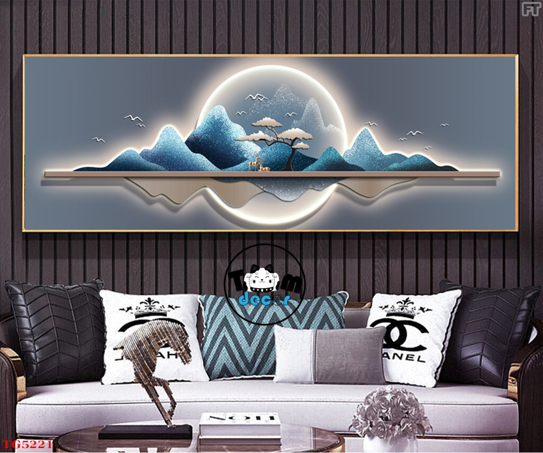 Tranh Trừu Tượng Tráng Gương Khổ Ngang Mẫu Hiện Đại - TG5221