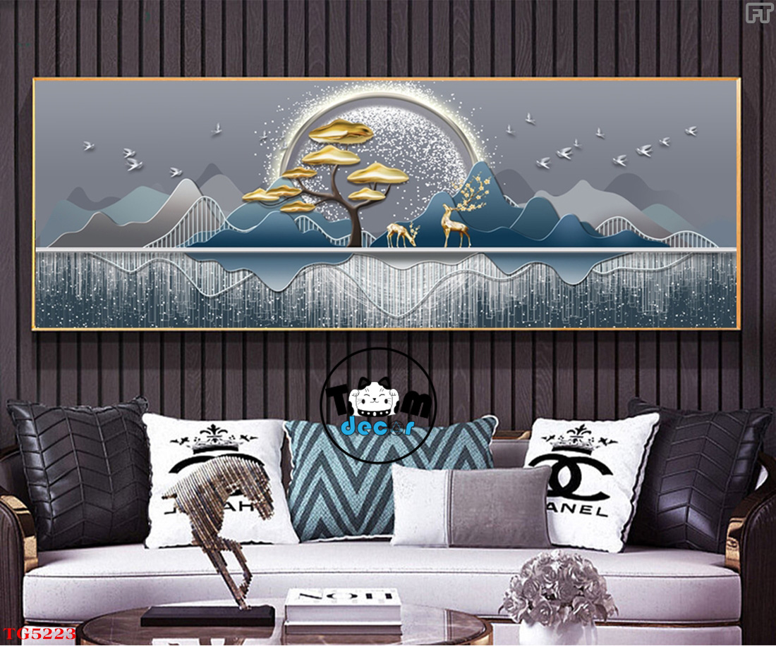 Tranh Trừu Tượng Tráng Gương Khổ Ngang Mẫu Hiện Đại - TG5223