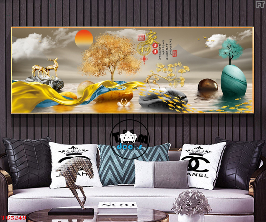 Tranh Trừu Tượng Tráng Gương Khổ Ngang Mẫu Hiện Đại - TG5249