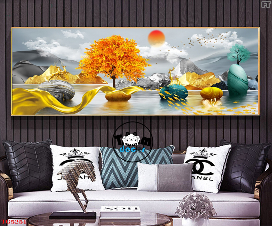 Tranh Trừu Tượng Tráng Gương Khổ Ngang Mẫu Hiện Đại - TG5251