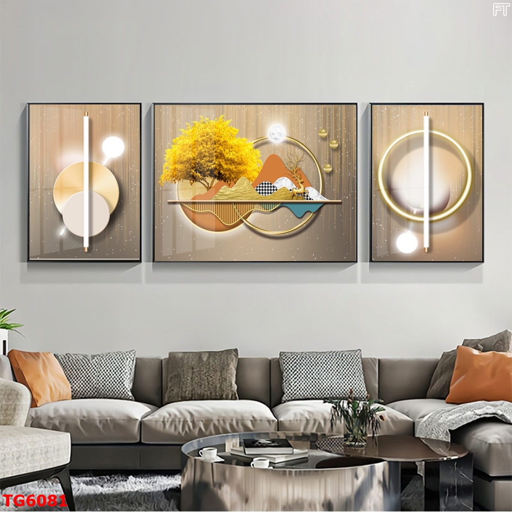 Tranh Hiện Đại Bộ 3 Bức Tranh Tráng Gương Treo Tường - TG6081