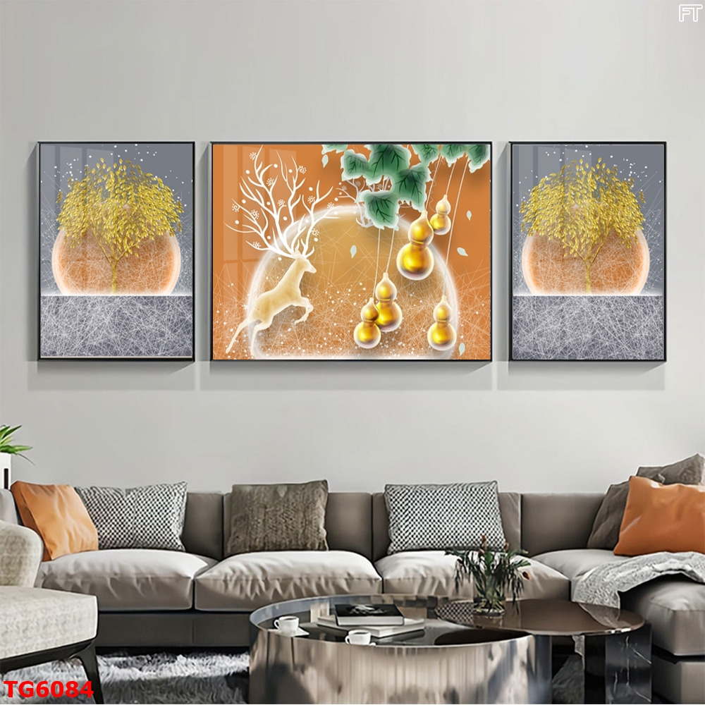 Tranh Hiện Đại Bộ 3 Bức Tranh Tráng Gương Treo Tường - TG6084