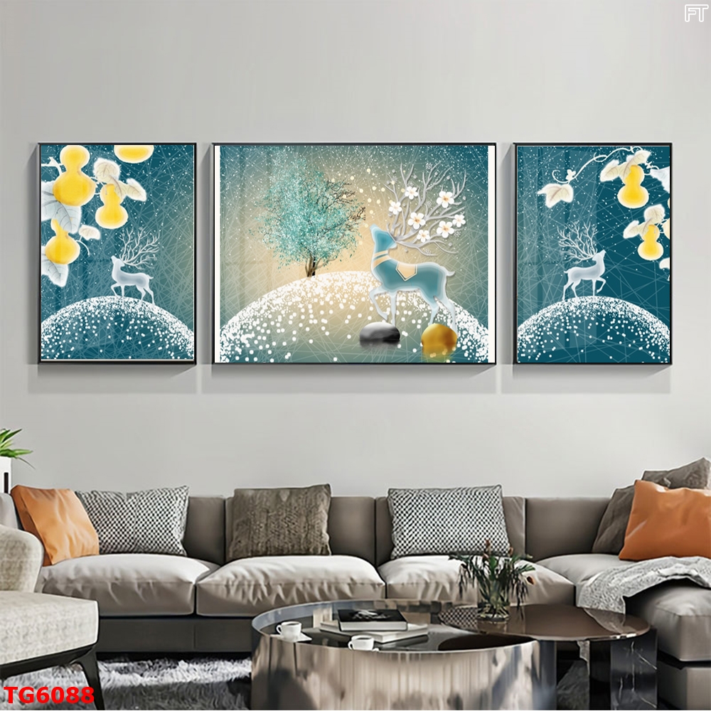 Tranh Hiện Đại Bộ 3 Bức Tranh Tráng Gương Treo Tường - TG6088