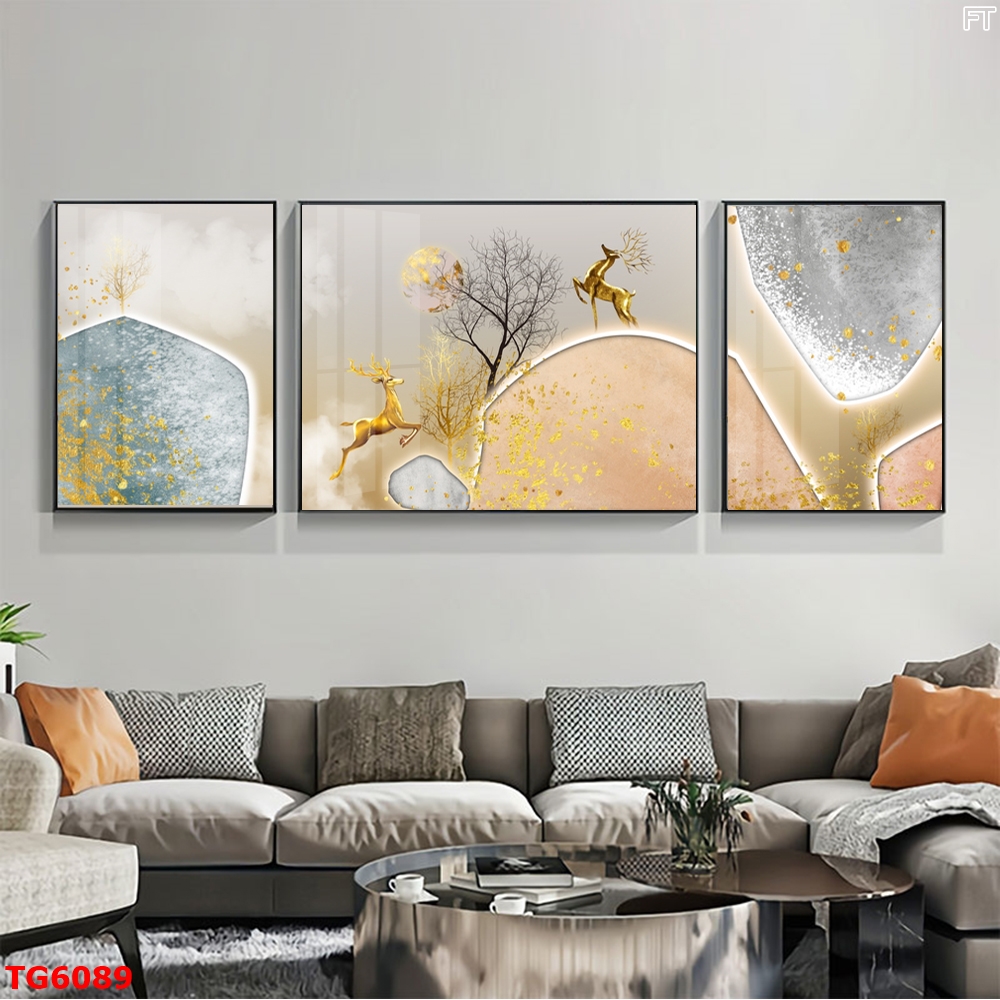 Tranh Hiện Đại Bộ 3 Bức Tranh Tráng Gương Treo Tường - TG6089