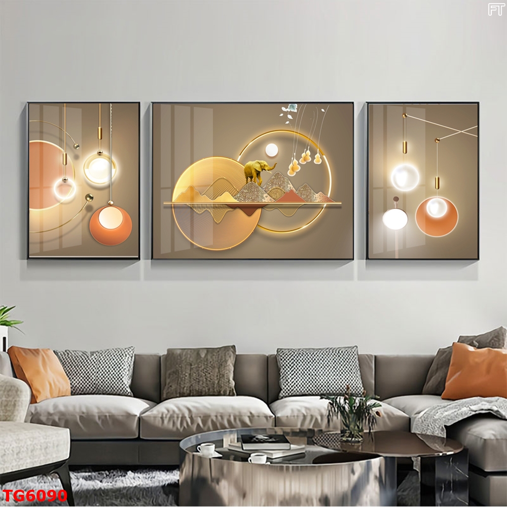 Tranh Hiện Đại Bộ 3 Bức Tranh Tráng Gương Treo Tường - TG6090