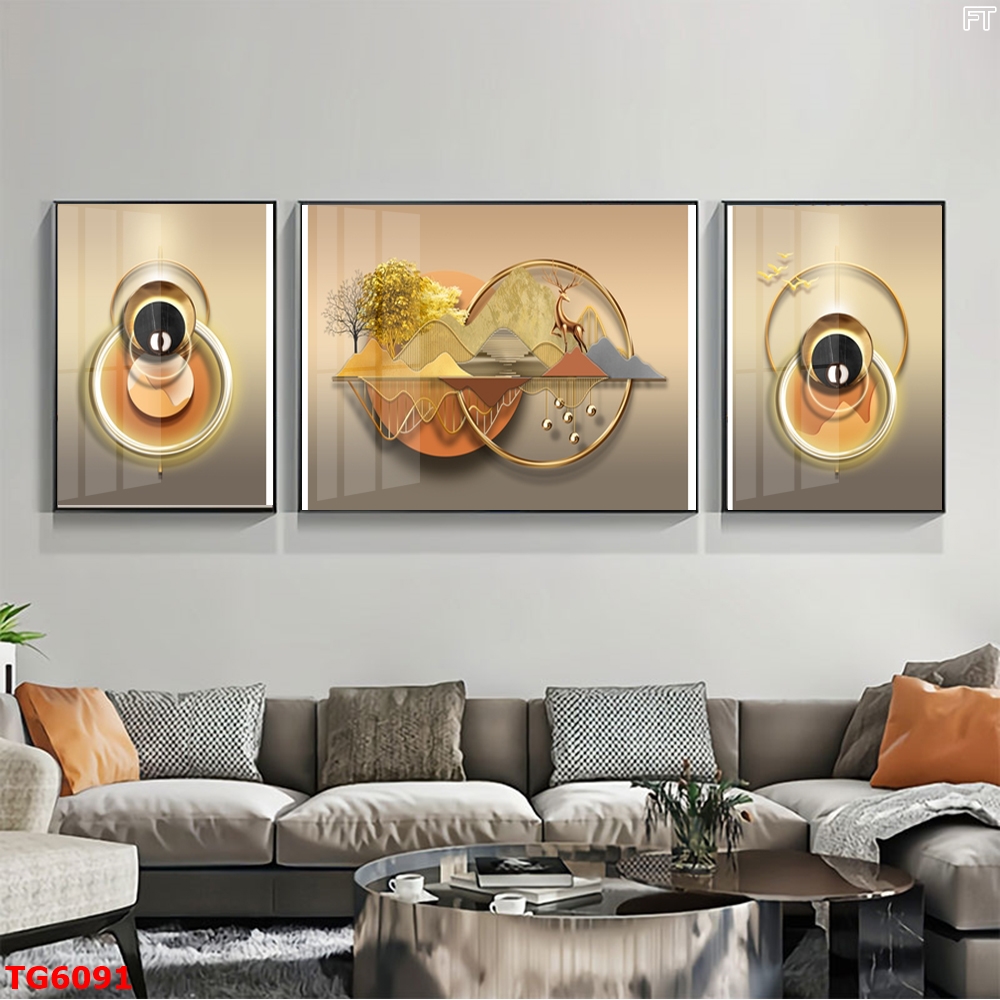 Tranh Hiện Đại Bộ 3 Bức Tranh Tráng Gương Treo Tường - TG6091
