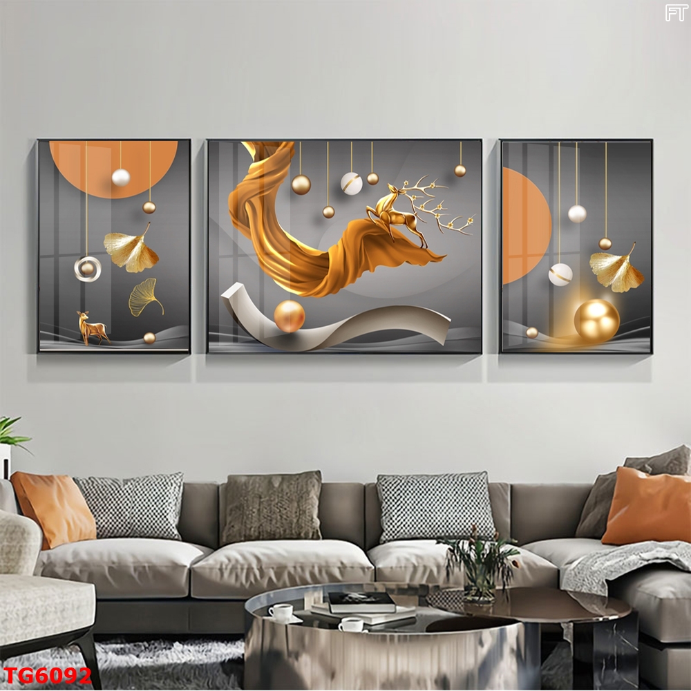 Tranh Hiện Đại Bộ 3 Bức Tranh Tráng Gương Treo Tường - TG6092