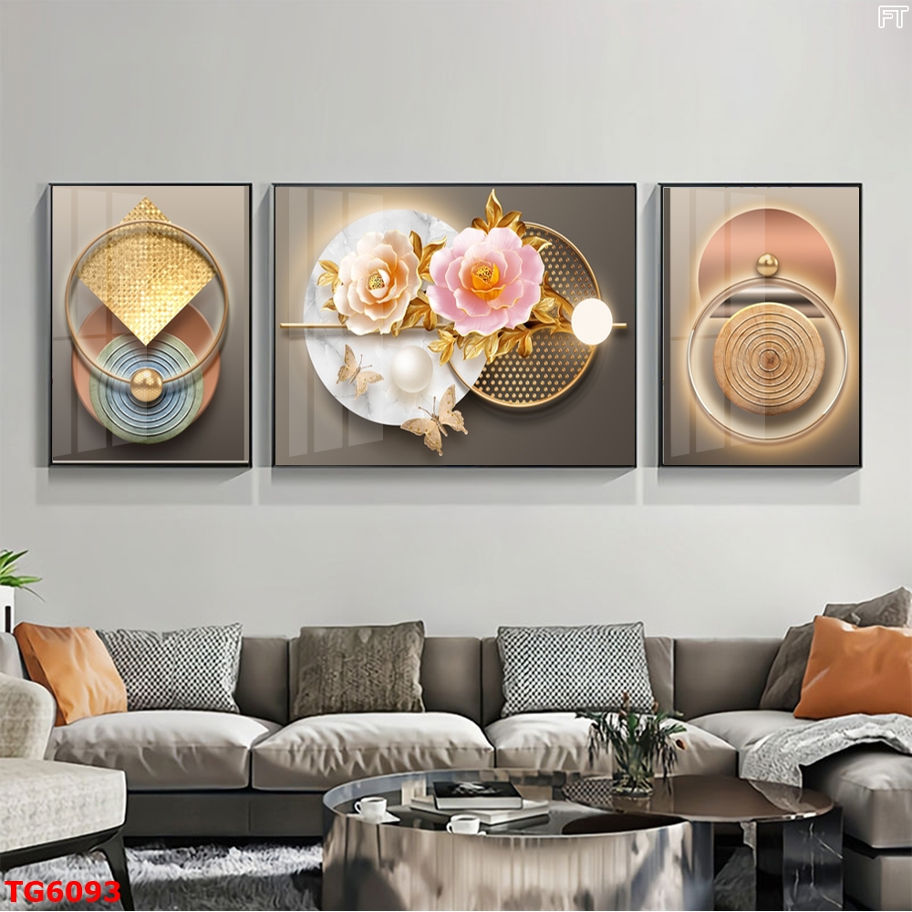 Tranh Hiện Đại Bộ 3 Bức Tranh Tráng Gương Treo Tường - TG6093