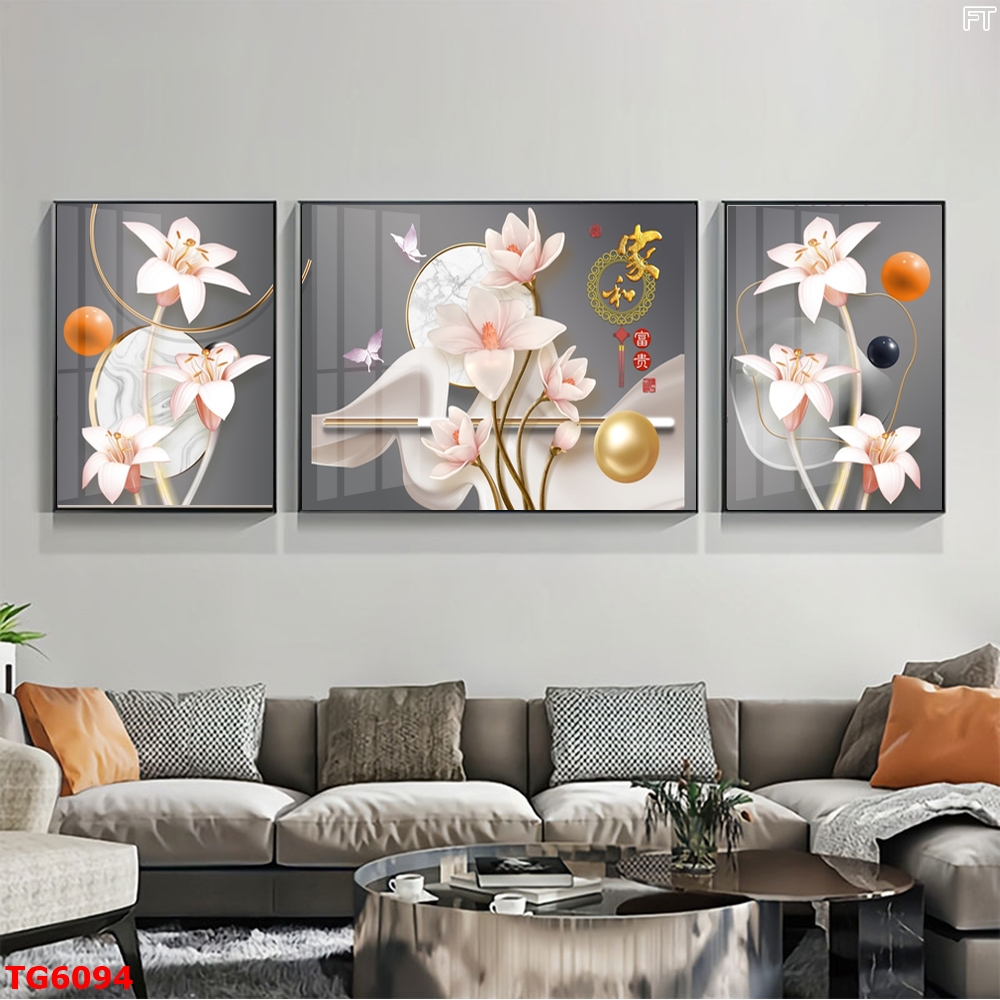 Tranh Hiện Đại Bộ 3 Bức Tranh Tráng Gương Treo Tường - TG6094