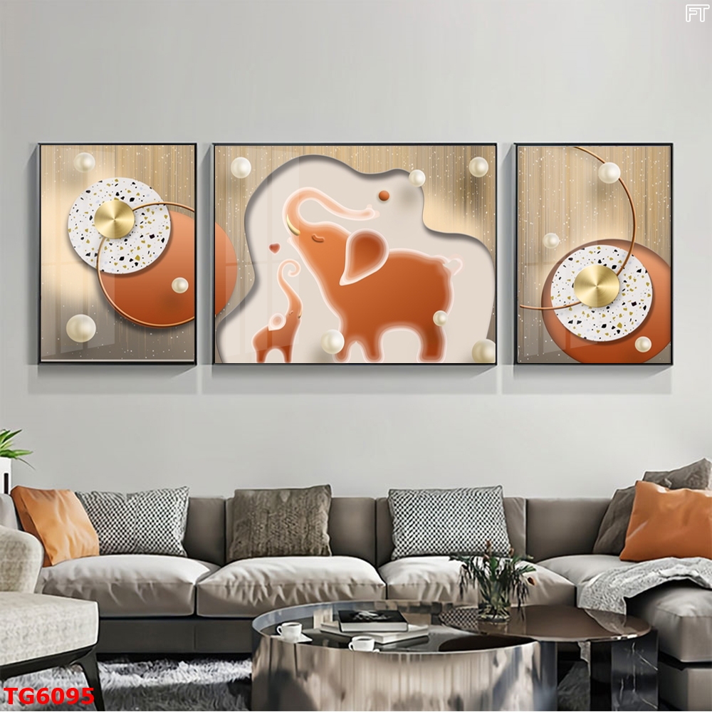 Tranh Hiện Đại Bộ 3 Bức Tranh Tráng Gương Treo Tường - TG6096