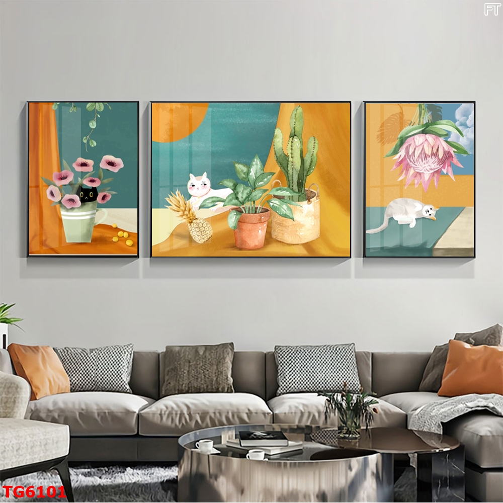 Tranh Hiện Đại Bộ 3 Bức Tranh Tráng Gương Treo Tường - TG6101