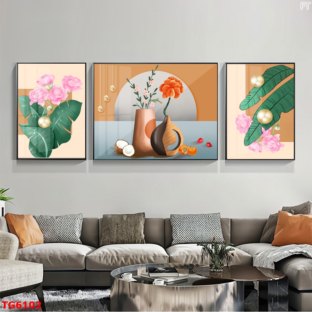 Tranh Hiện Đại Bộ 3 Bức Tranh Tráng Gương Treo Tường - TG6102