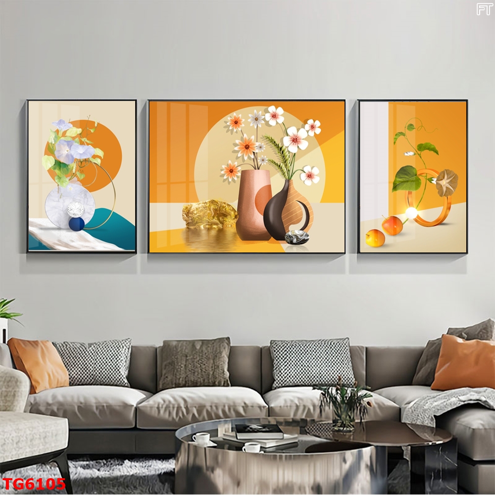 Tranh Hiện Đại Bộ 3 Bức Tranh Tráng Gương Treo Tường - TG6105