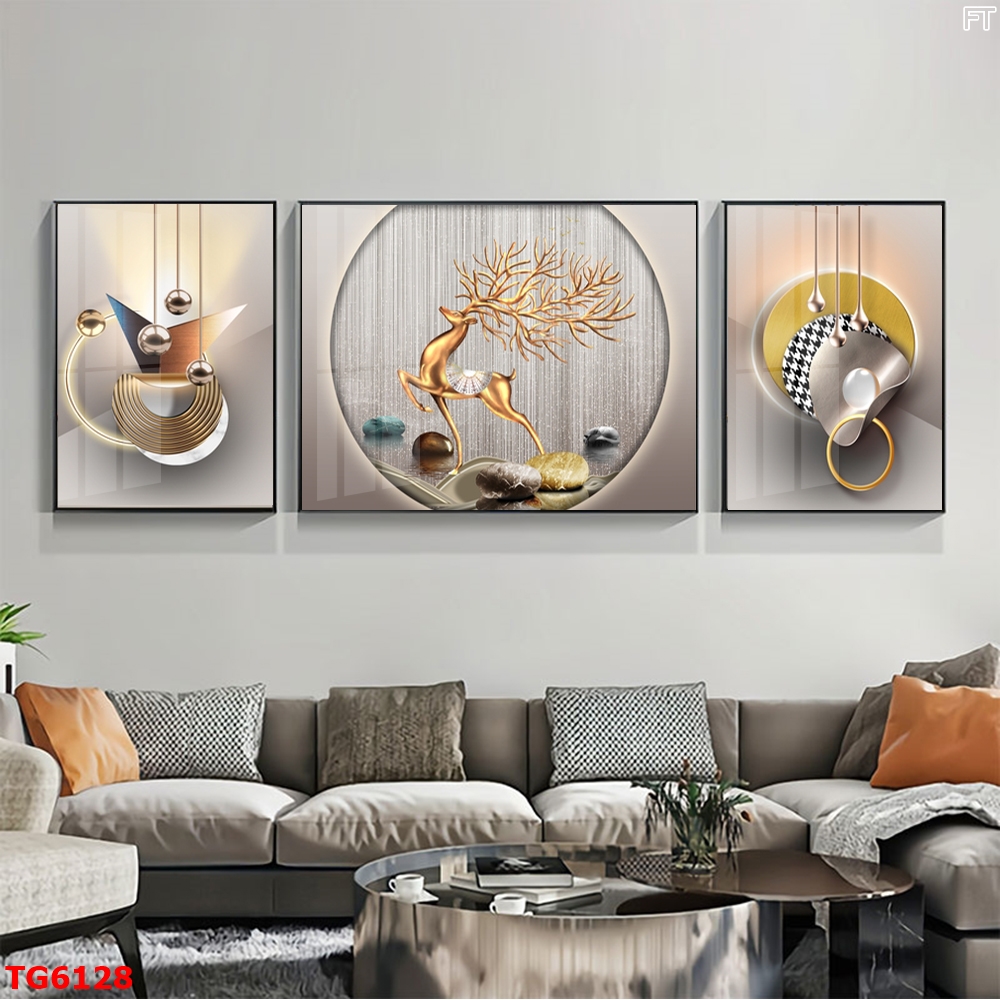 Tranh Hiện Đại Bộ 3 Bức Tranh Tráng Gương Treo Tường - TG6128