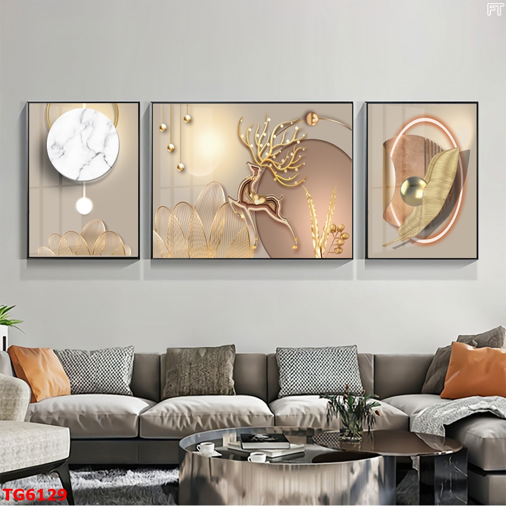 Tranh Hiện Đại Bộ 3 Bức Tranh Tráng Gương Treo Tường - TG6129