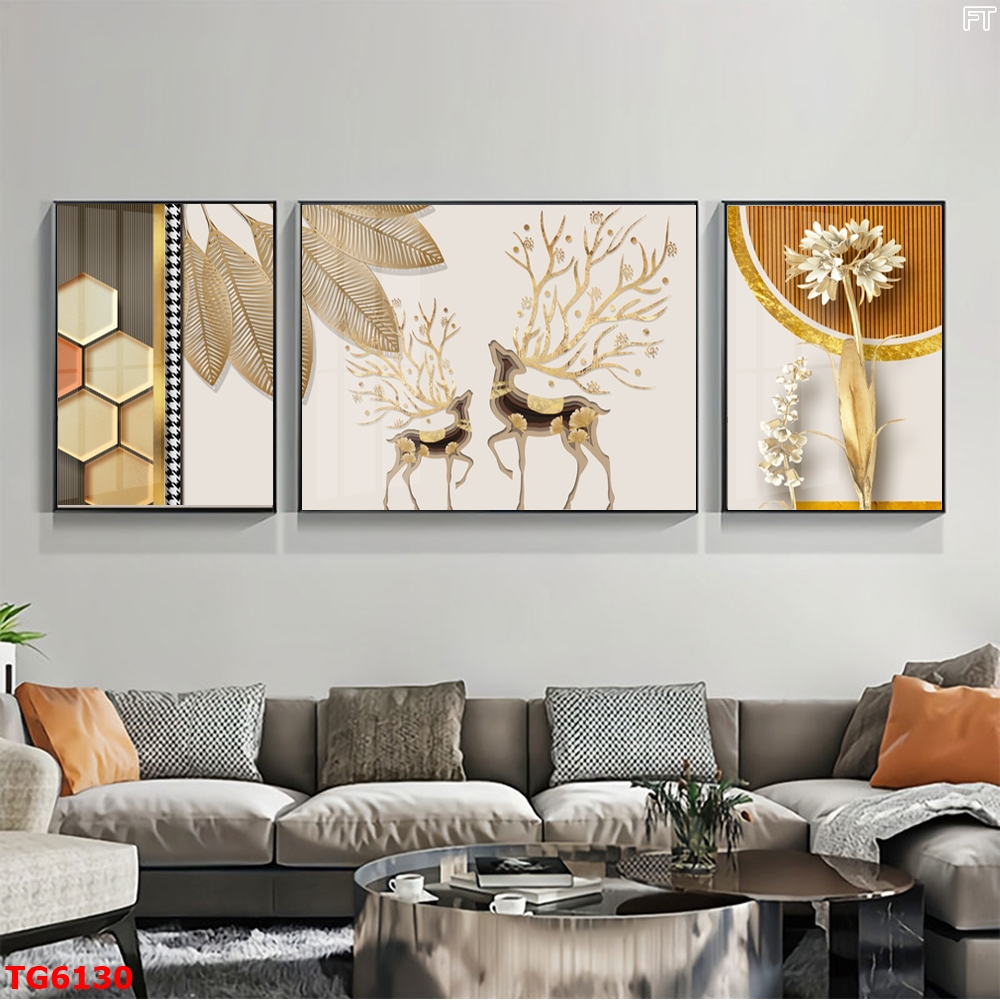 Tranh Hiện Đại Bộ 3 Bức Tranh Tráng Gương Treo Tường - TG6130
