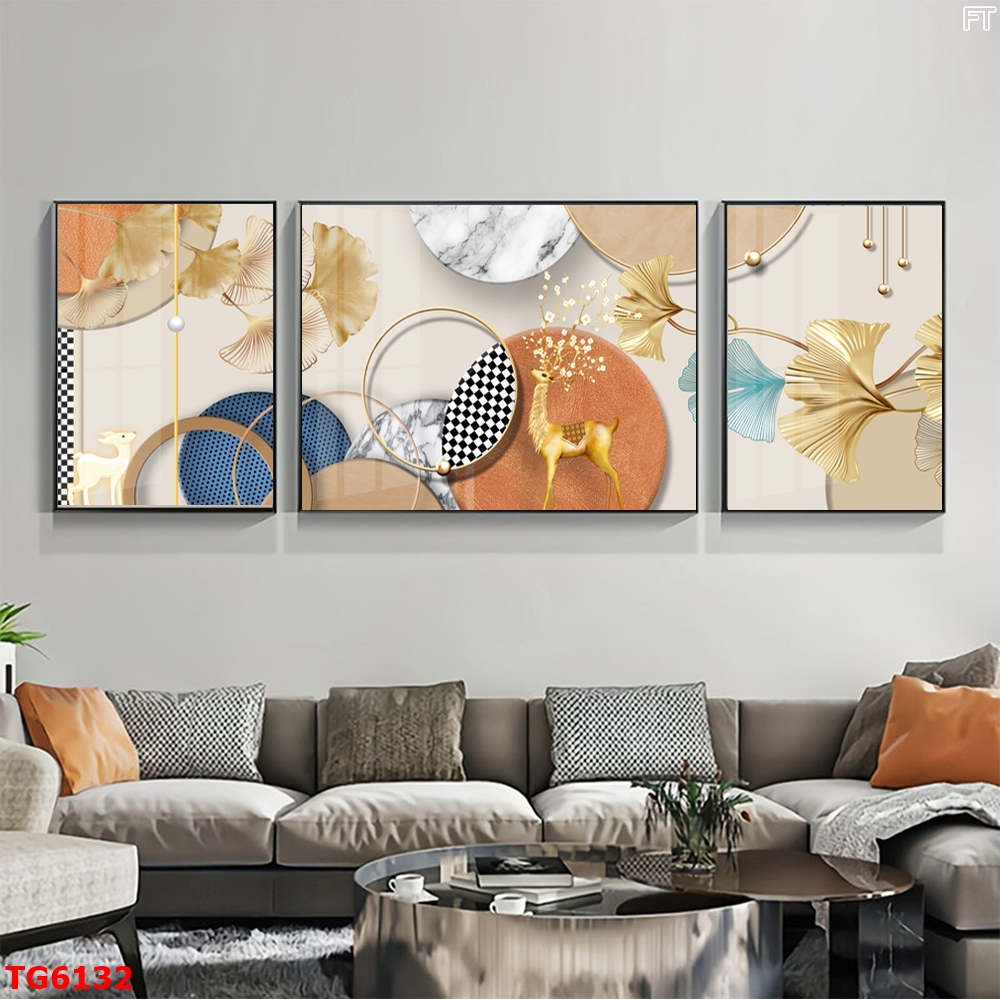 Tranh Hiện Đại Bộ 3 Bức Tranh Tráng Gương Treo Tường - TG6132