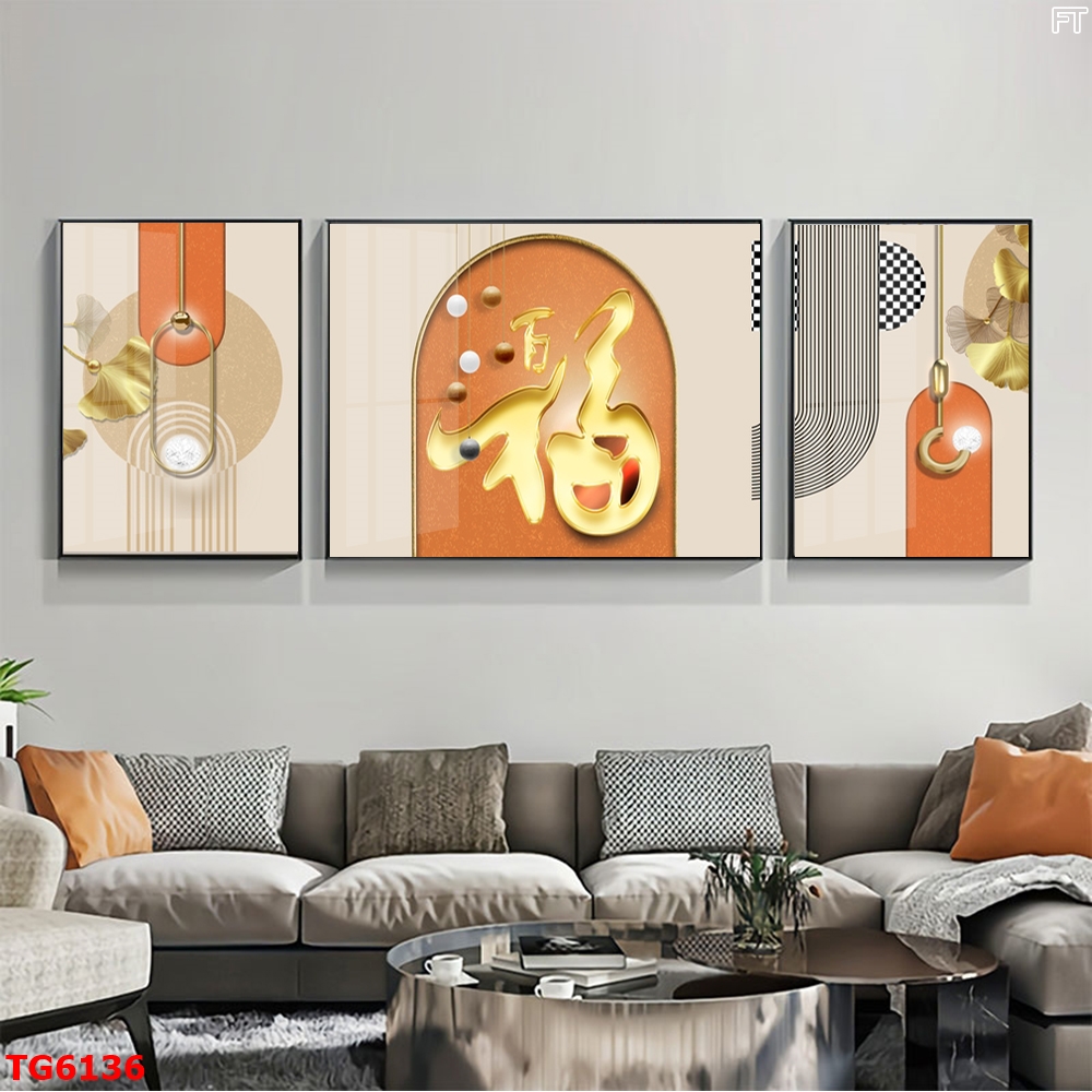 Tranh Hiện Đại Bộ 3 Bức Tranh Tráng Gương Treo Tường - TG6136