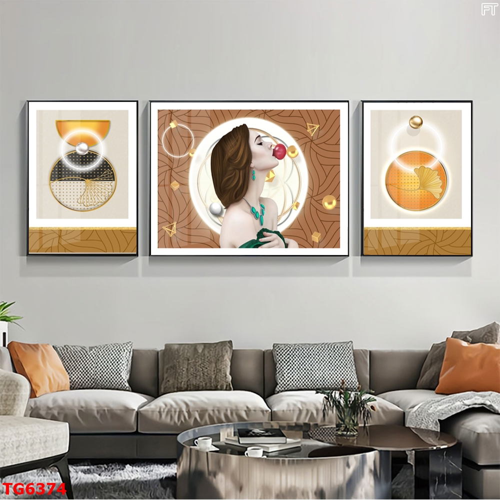 Tranh Hiện Đại Bộ 3 Bức Tranh Tráng Gương Treo Tường - TG6374