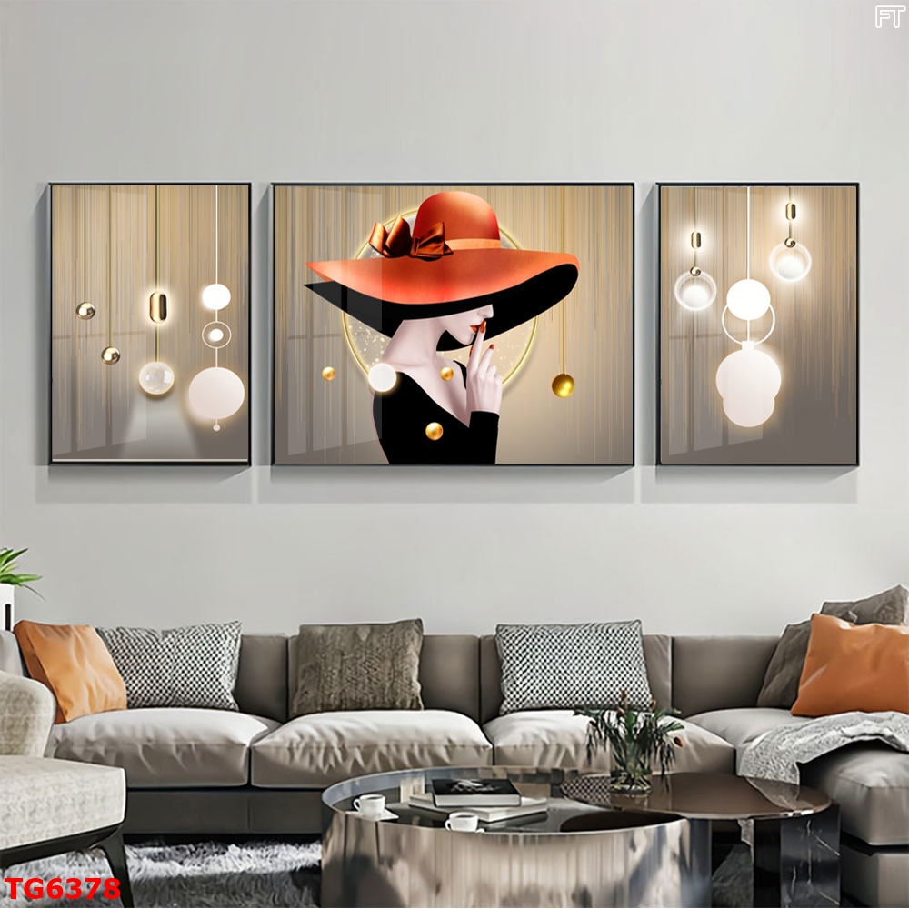 Tranh Hiện Đại Bộ 3 Bức Tranh Tráng Gương Treo Tường - TG6378