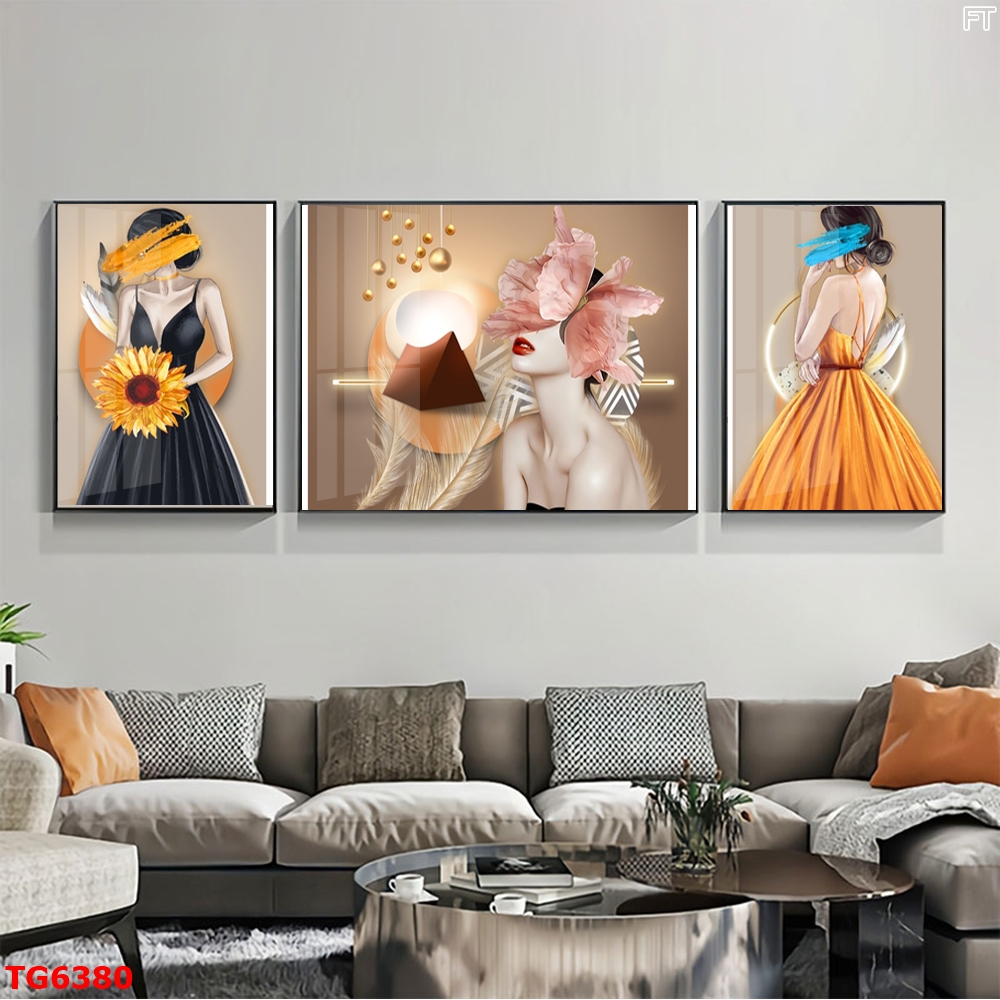 Tranh Hiện Đại Bộ 3 Bức Tranh Tráng Gương Treo Tường - TG6380
