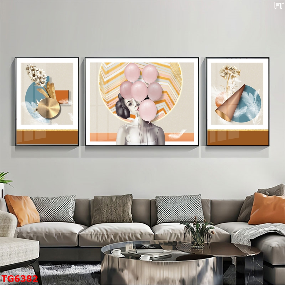 Tranh Hiện Đại Bộ 3 Bức Tranh Tráng Gương Treo Tường - TG6382