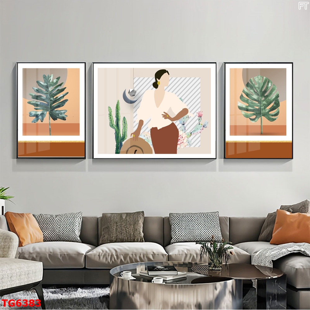 Tranh Hiện Đại Bộ 3 Bức Tranh Tráng Gương Treo Tường - TG6383