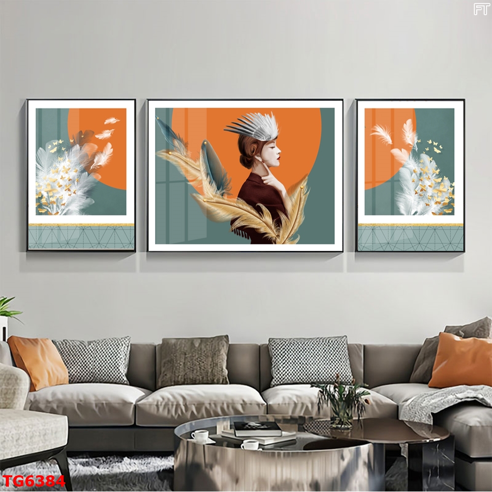 Tranh Hiện Đại Bộ 3 Bức Tranh Tráng Gương Treo Tường - TG6384