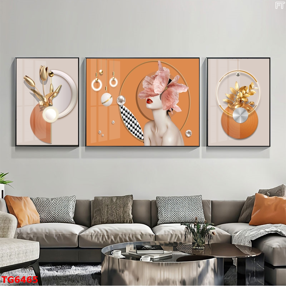 Tranh Hiện Đại Bộ 3 Bức Tranh Tráng Gương Treo Tường - TG6465