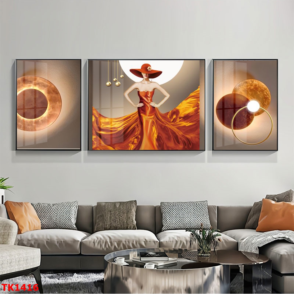 Tranh Hiện Đại Bộ 3 Bức Tranh Tráng Gương Treo Tường - TK1416