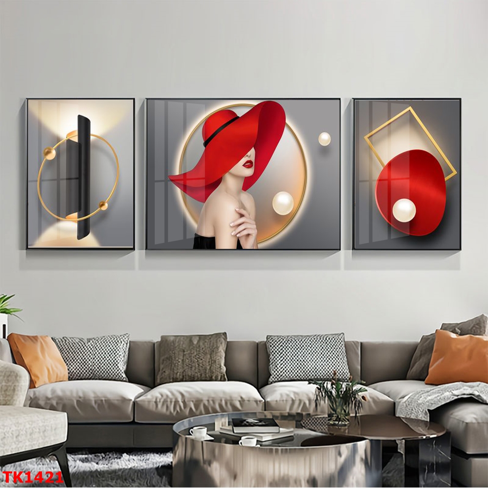 Tranh Hiện Đại Bộ 3 Bức Tranh Tráng Gương Treo Tường - TK1421