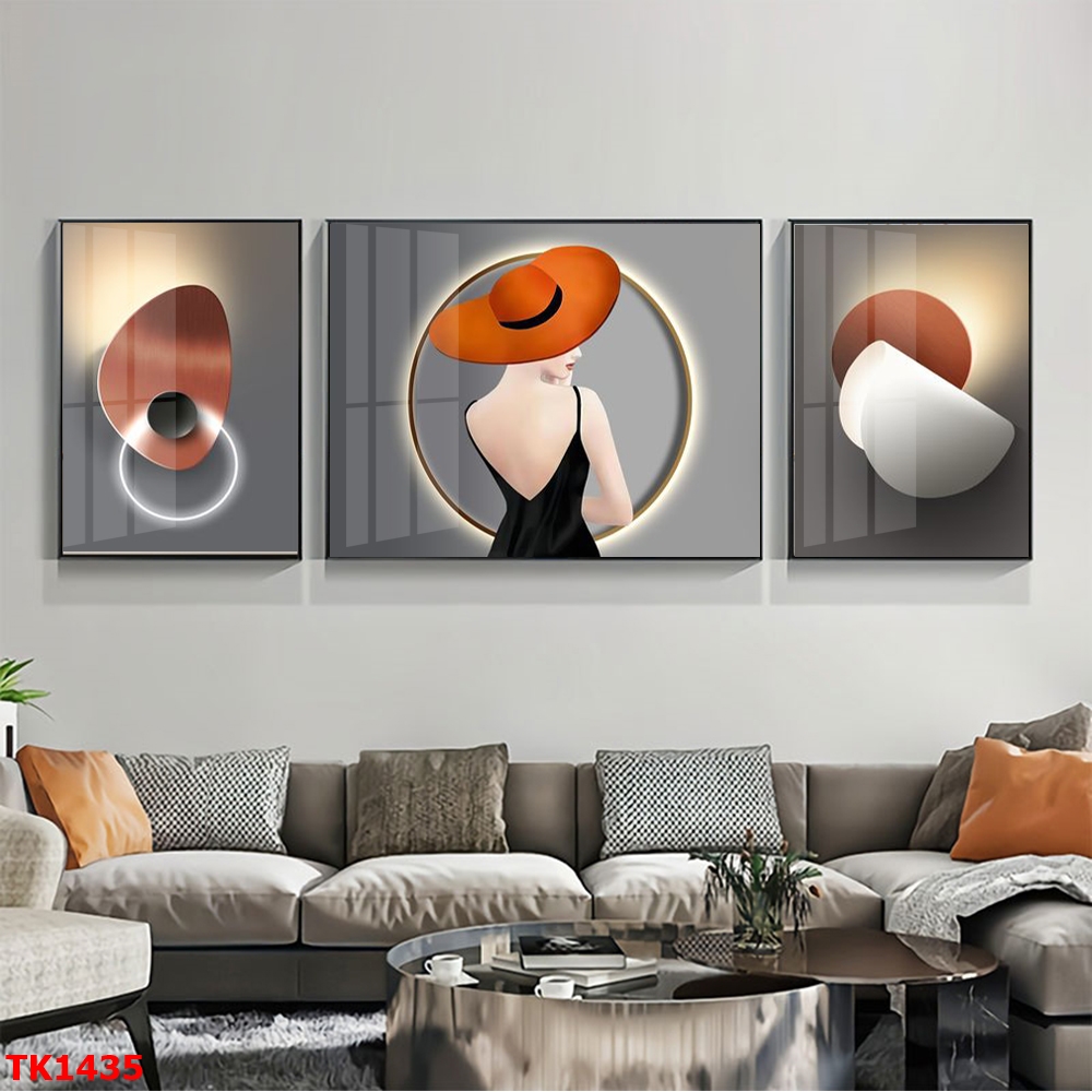 Tranh Hiện Đại Bộ 3 Bức Tranh Tráng Gương Treo Tường - TK1435