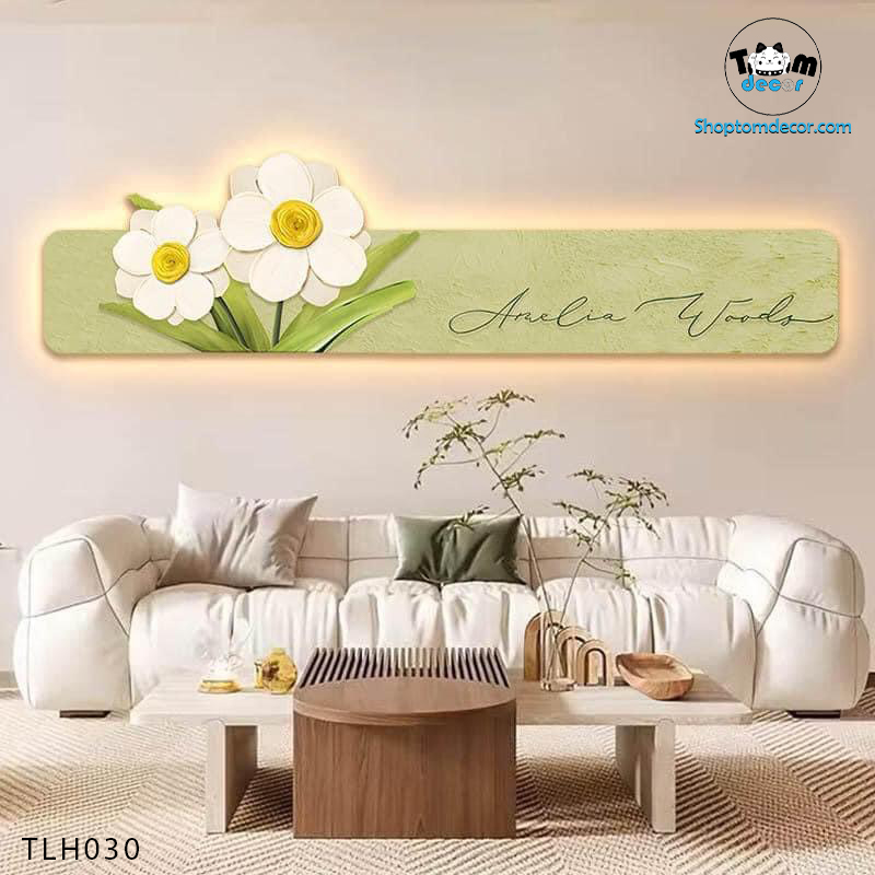 Tranh Led Hoa Trừu Tượng Sang Trọng Tráng Gương - Có Remot Điều Khiển Từ Xa TLH030