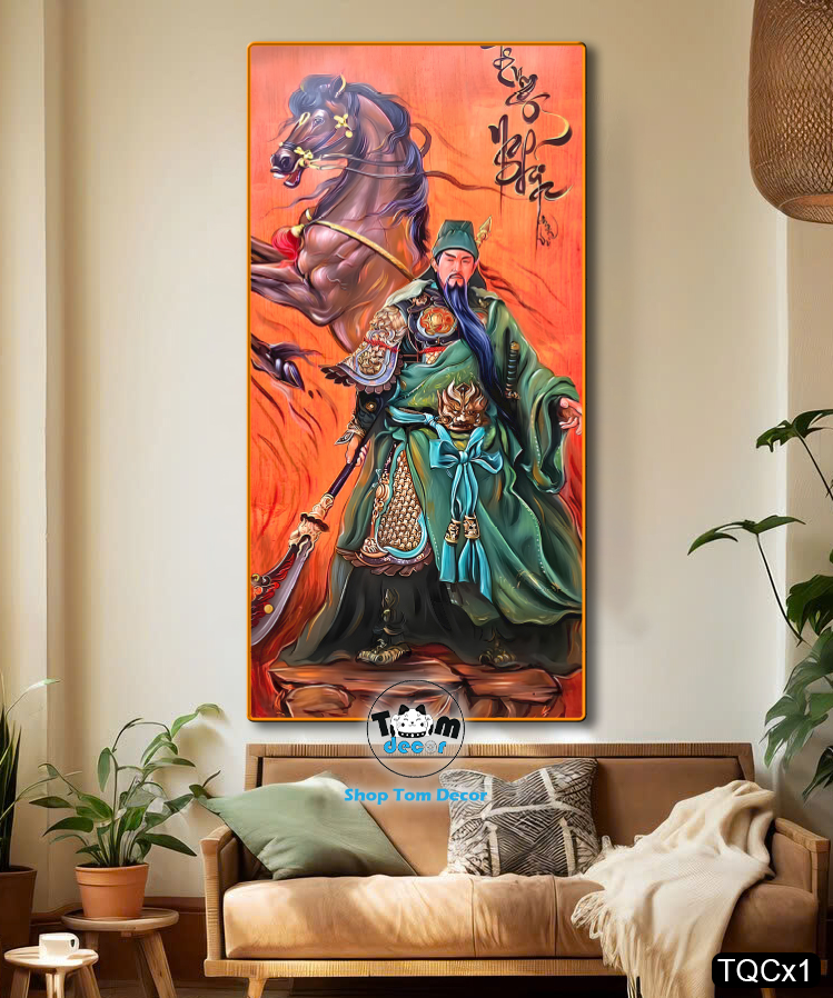 Tranh Quan Công,Quan Vũ Tranh Tráng Gương Cao Cấp Có Khùng Treo Tường - TQCx1