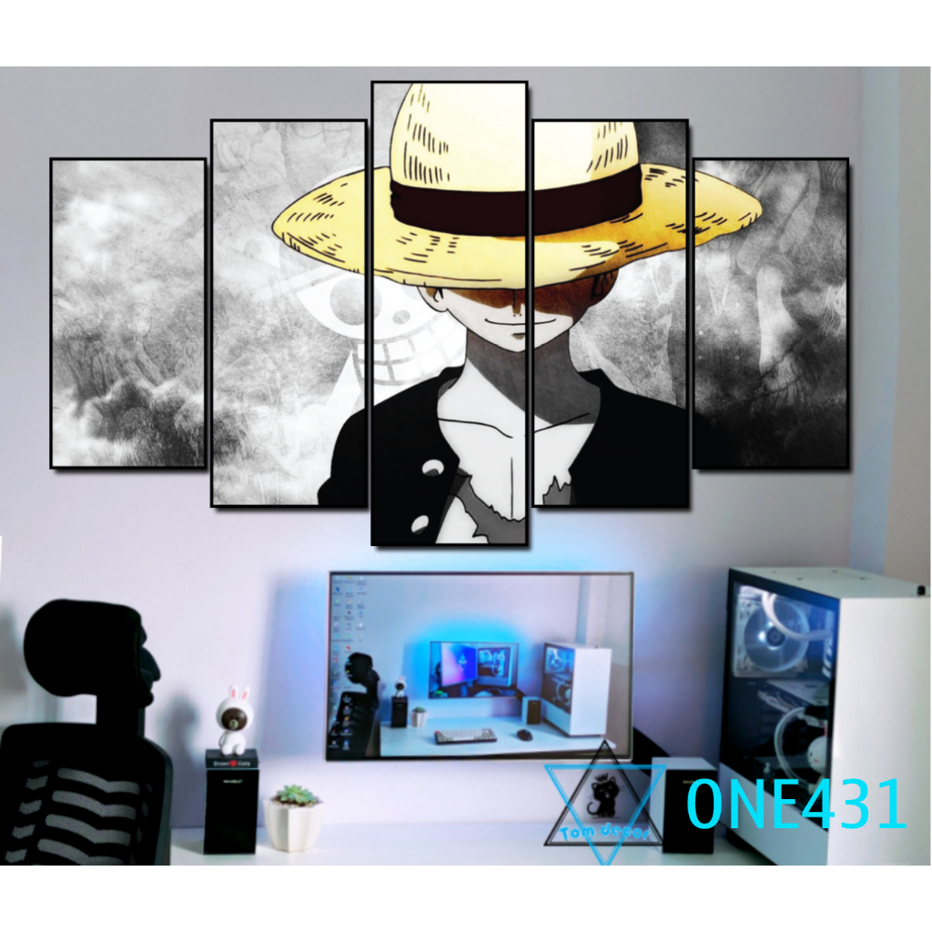 Bộ 5 tranh nhựa dán tường formex dày 5mm dài 130x80cm dán tường one piece -ZORO-LUFFY- KAIDO-LAW