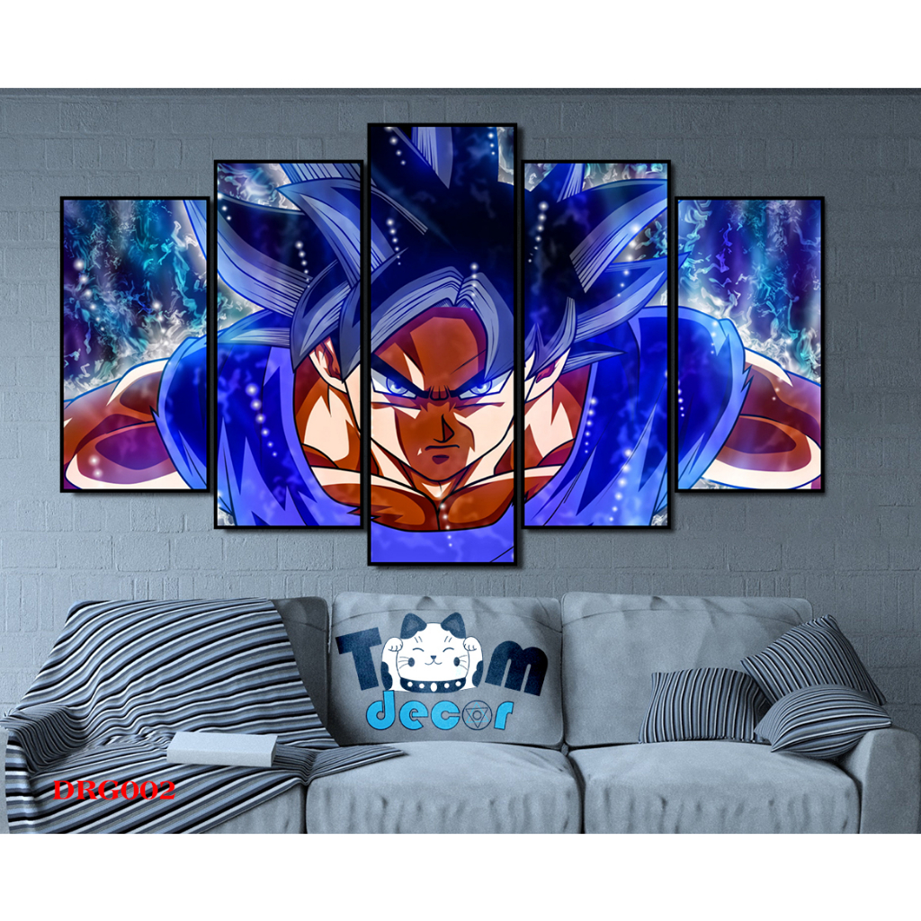 Tranh canvas có khung bộ 5 tranh ghép dragon ball songoku size lớn