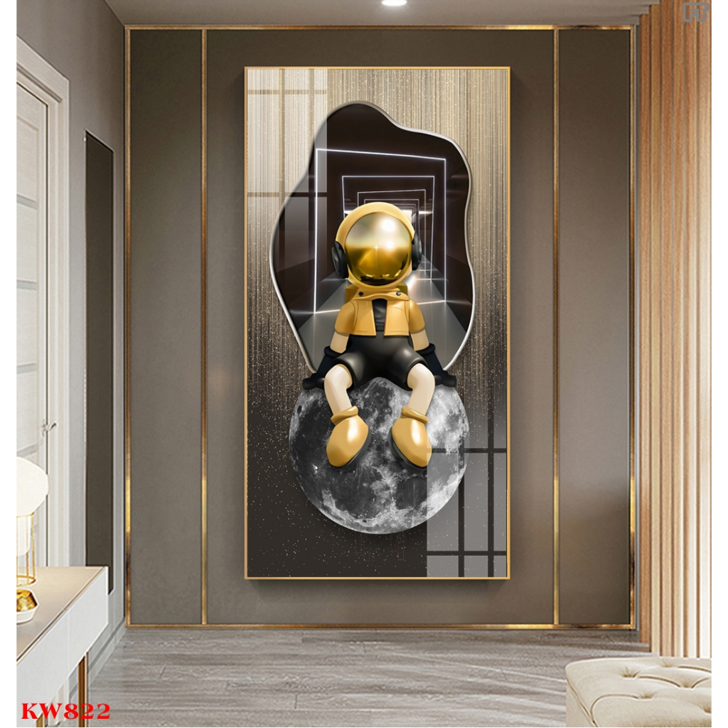 Tranh tráng gương lớn 130x60cm gấu KAWS bearick loại cao cấp - chính hãng tráng gương